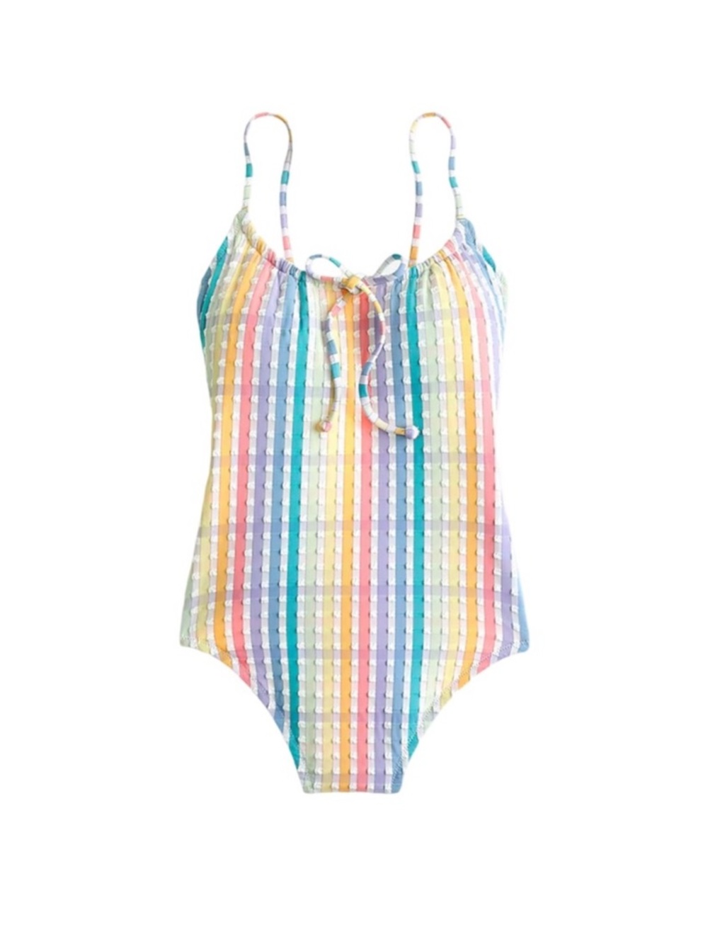 J. Crew Bow-front one-piece in rainbow seersucker Size 4